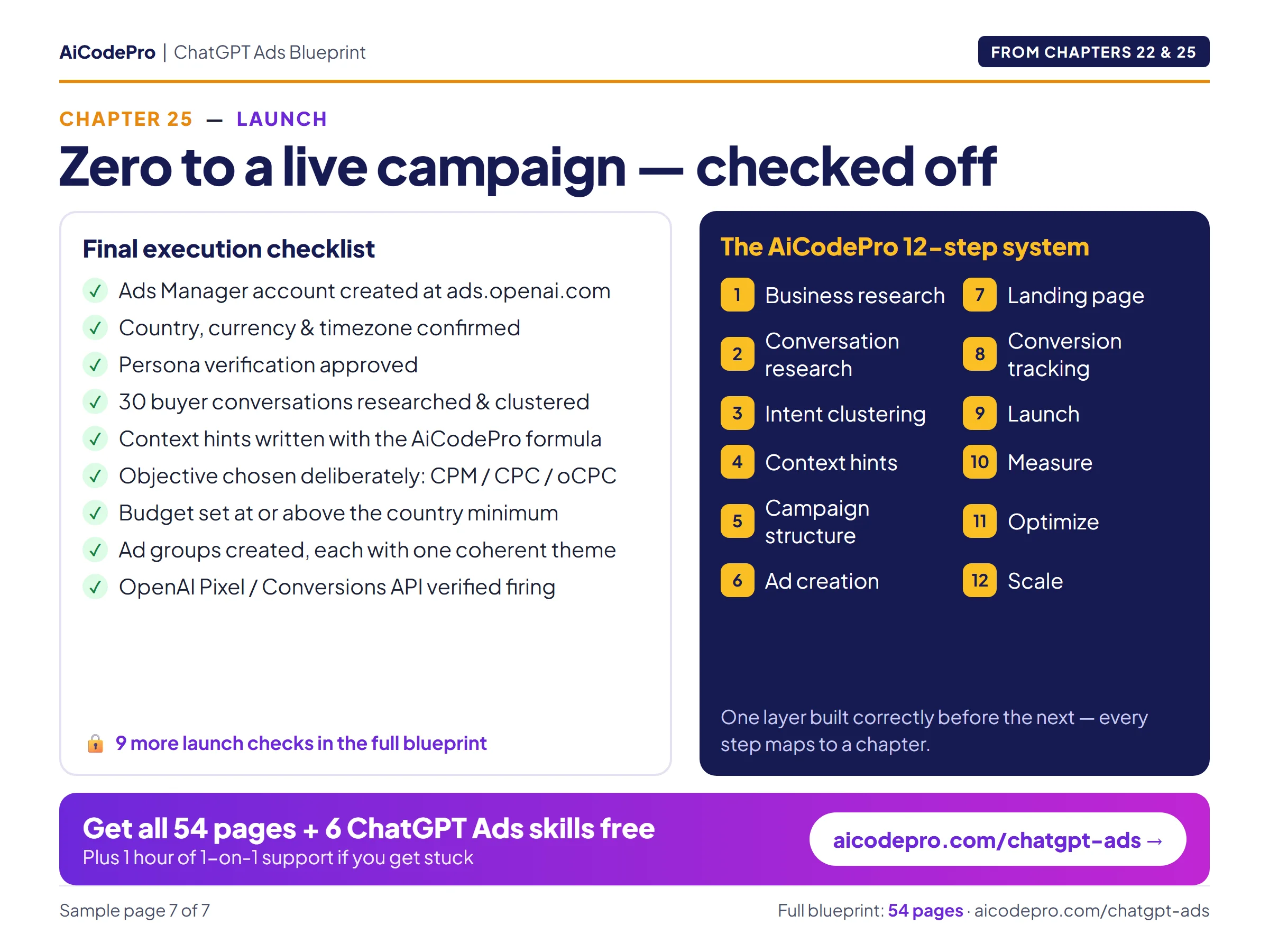 Chapters 22 and 25: the final execution checklist and the AiCodePro 12-step system