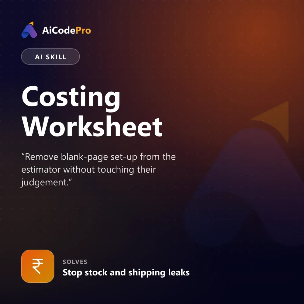 Costing Worksheet Skill
