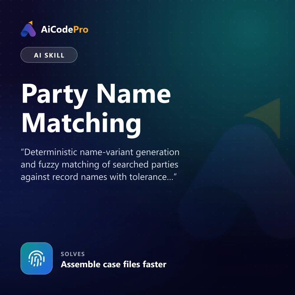 Party Name Matching Skill
