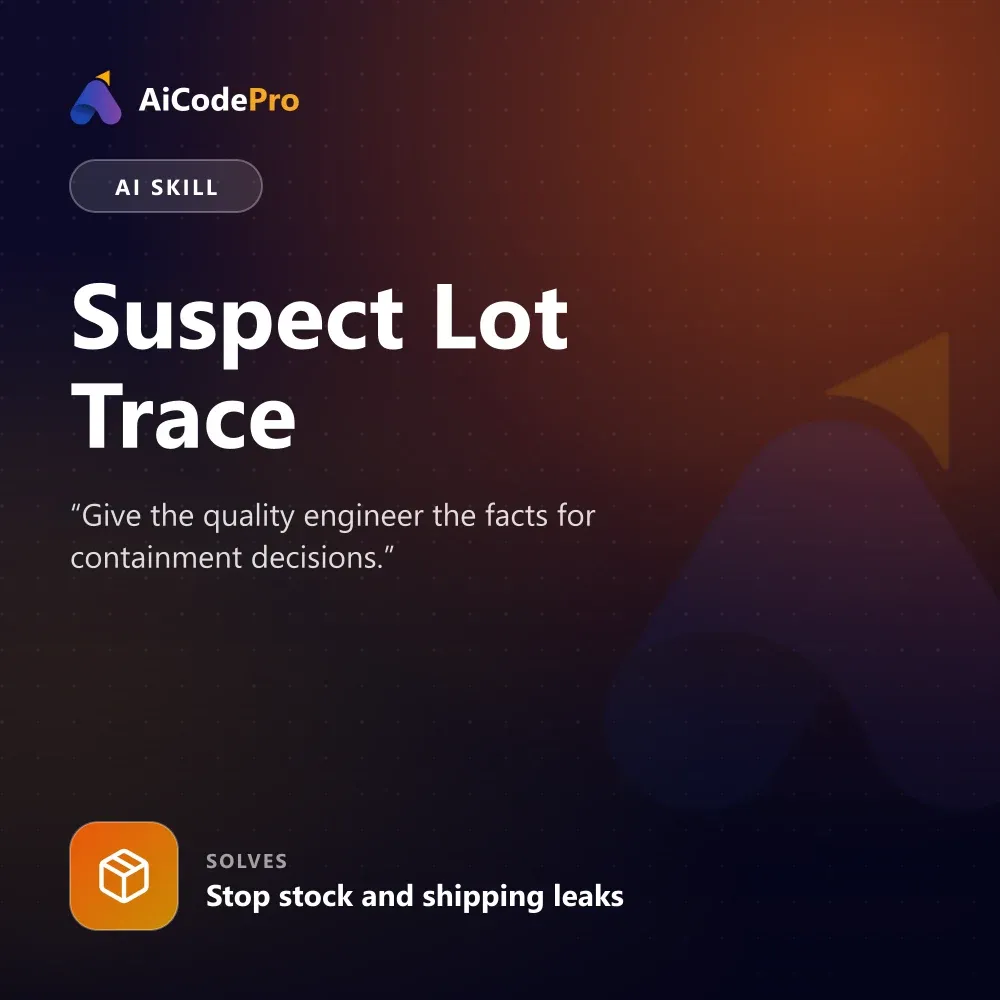 Suspect Lot Trace Skill